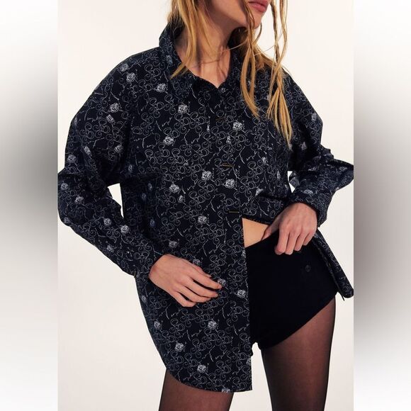 Free People Monogrammed Button-down Shirt Fortune Teller Combo NWOT - Picture 1 of 7